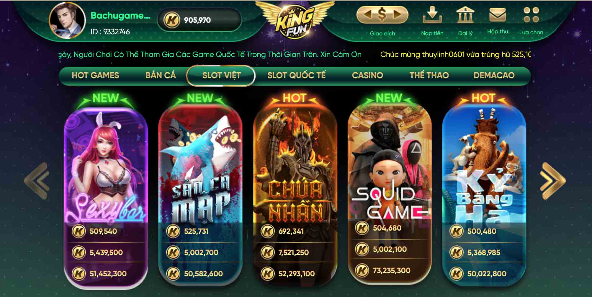 Các game trong cổng game Kingfun