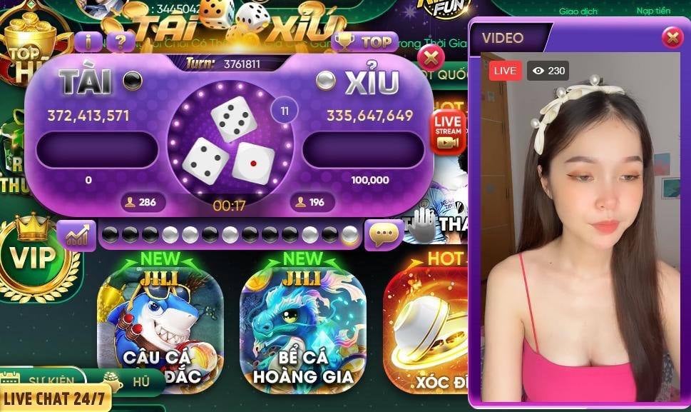 Tài Xỉu Livestream là 1 trong những tựa game hot tại King fun