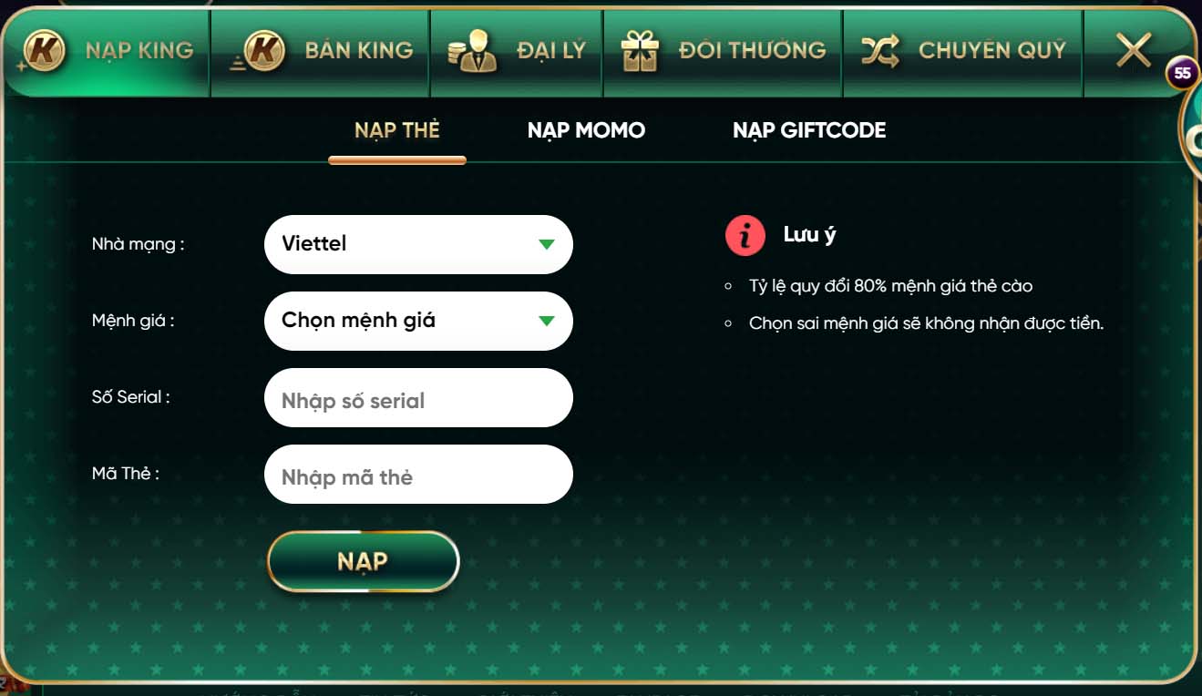 Nạp rút tiền tại Cổng game Kingfun nhanh chóng uy tín số 1 thị trường