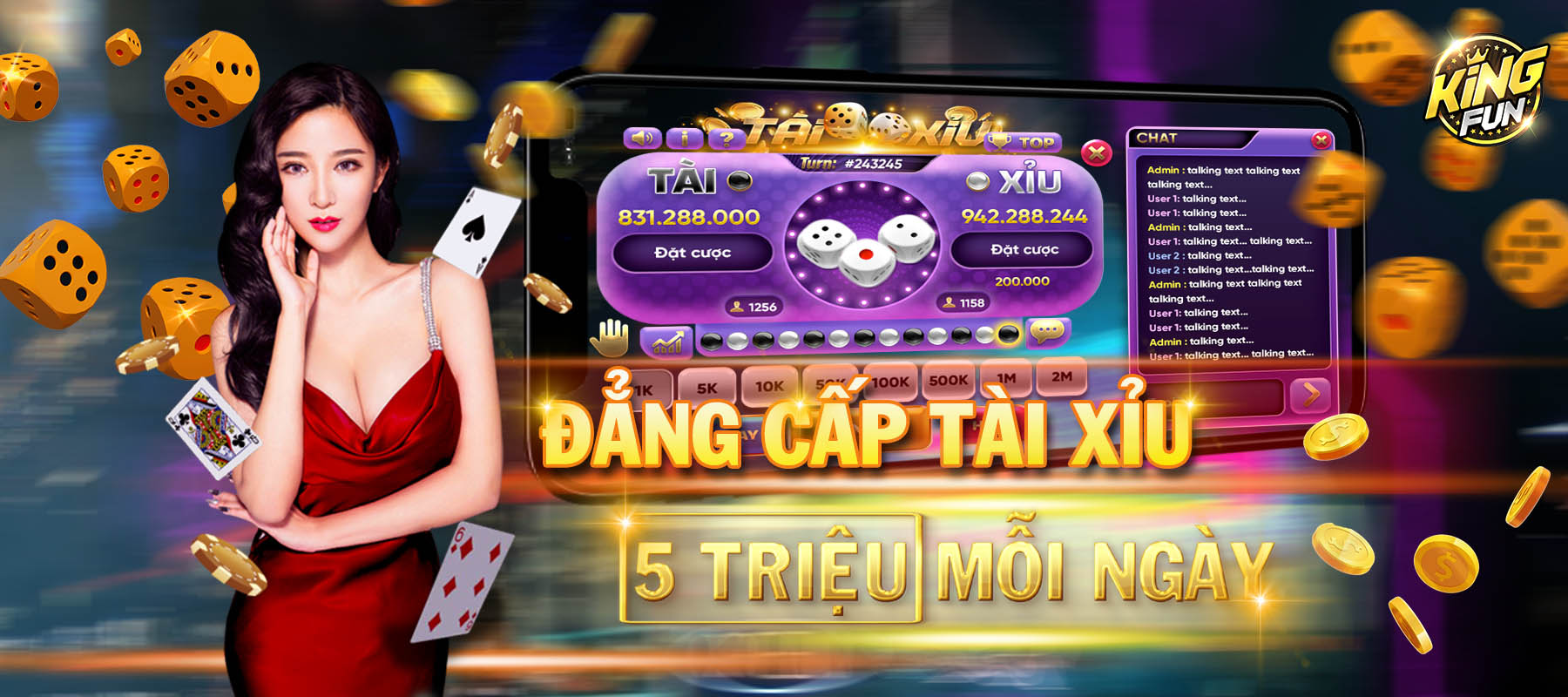 Kingfun: Sự kiện nhận VIPCODE 5 triệu khi chơi Tài Xỉu tháng 3/2022