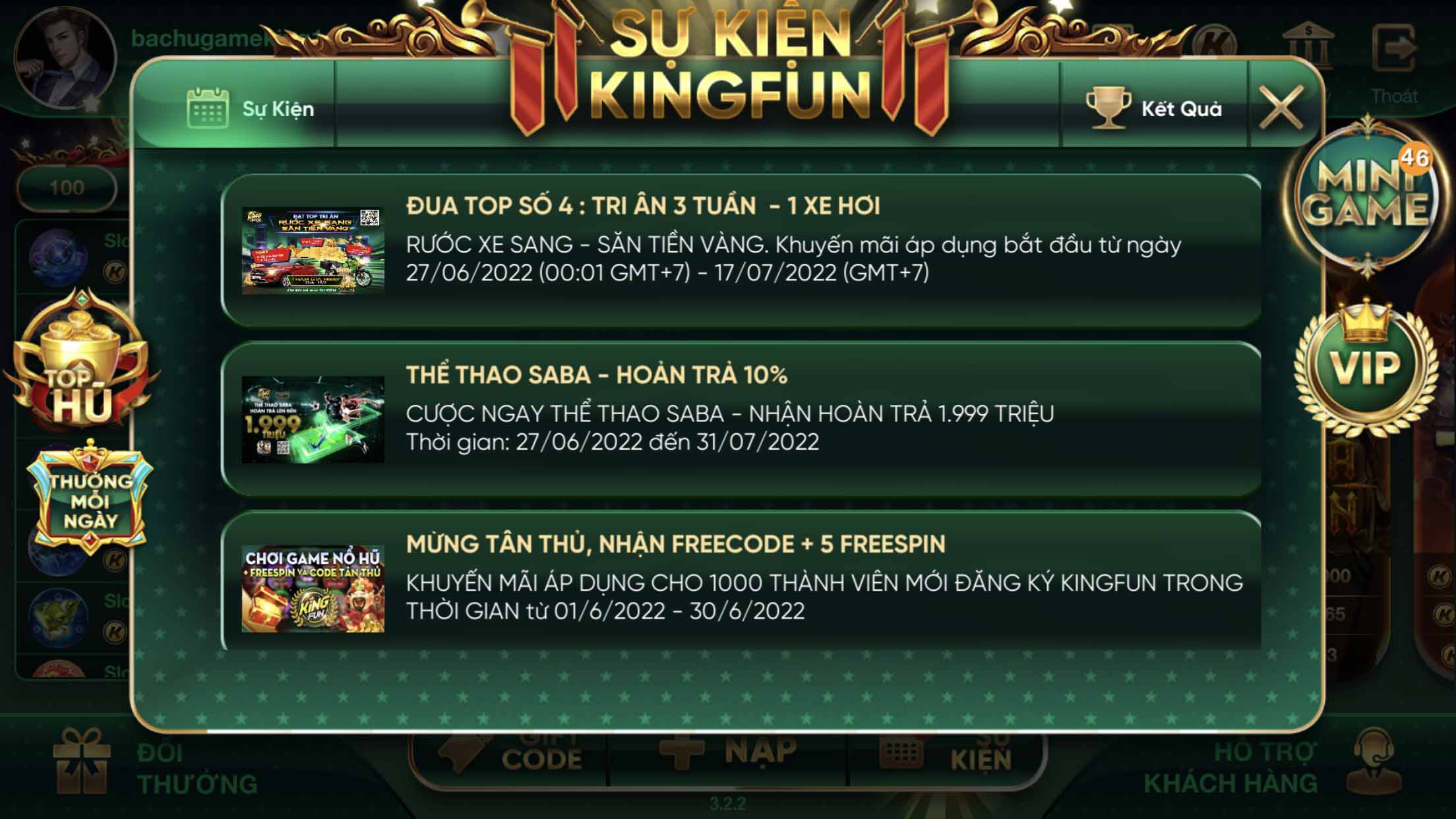 Sự kiện TOP TRI ÂN ĐẶC BIỆT tháng 7 tại Kingfun