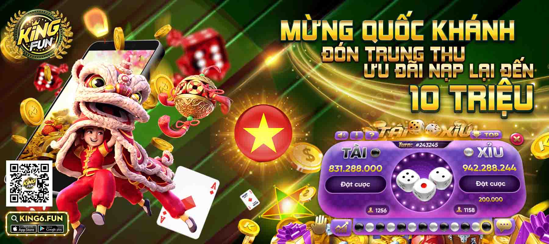 MỪNG TRUNG THU với ưu đãi sự kiện Tài Xỉu lên đến 10 triệu KING